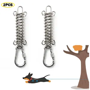2PCS Dog Leash Tie Out Spring, Heavy Duty Shock Absorber Spring for Tie Out Cable & Chain, Rustproof Stainless Steel Buffer, Dog Leash Shock Absorber