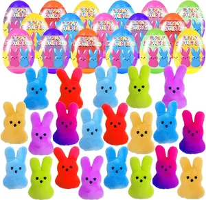 Easter Gift 18 Pcs PreFilled Easter Eggs with Plush Bunny Toys Inside Perfect for Kids Girls Boys Easter Egg Fillers Hunt Easter Basket Stuffers Party Favors Gifts