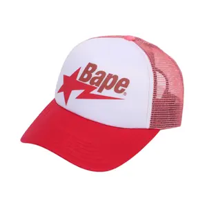 Bape Sta Logo Trucker Hat 2025 Red/Pink