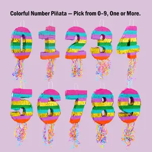 Colorful Number Piñata, 1 Piece, Choose Any 0-9 Numbers, Tassel Pull String Surprise Box, Birthday Party Decorations, Multiplayer Game Props