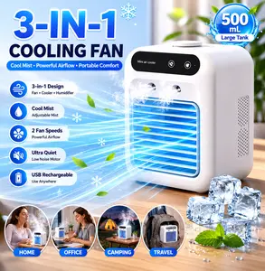 MAISIKE 3-in-1 Mini Cooling Fan – Portable USB Rechargeable Mist Fan with Quiet Airflow for Office, Bedroom & Camping