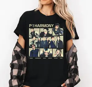Vintage P1Harmony Graphic Shirt, P1Harmony Utop1A Tour Shirt, P1Harmony Shirt, P1H Keeho Theo Jiung Intak Soul Jongseob P1Harmony Duh! Album Unisex Cotton Crewneck T-Shirt Menswear Womenswear Streetwear Top