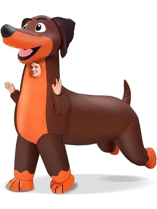 Inflatable Dog Costume for Adults, Full-Body Blow Up Dachshund Costumes, Funny Halloween Inflatable Suit for Men Women Party Cosplay