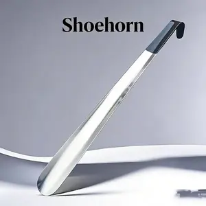 Stainless Steel One Piece Shoe Horn - 42cm/16.5" Long Handle Durable Boot Helper for Daily Use