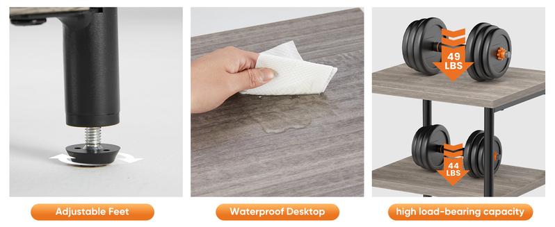 Sweet Furniture F 3-Tier End Table Side Table with Adjustable Feet,Small Nightstand Space-Saving for Bedroom Living Room Office