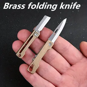 Mini Brass Folding Knife Outdoor Camping Tool, Sharp Keychain Pendant, Portable Pocket Knife, Edc, Compact Design, Fishing, Hiking, Folding Pocket Knives