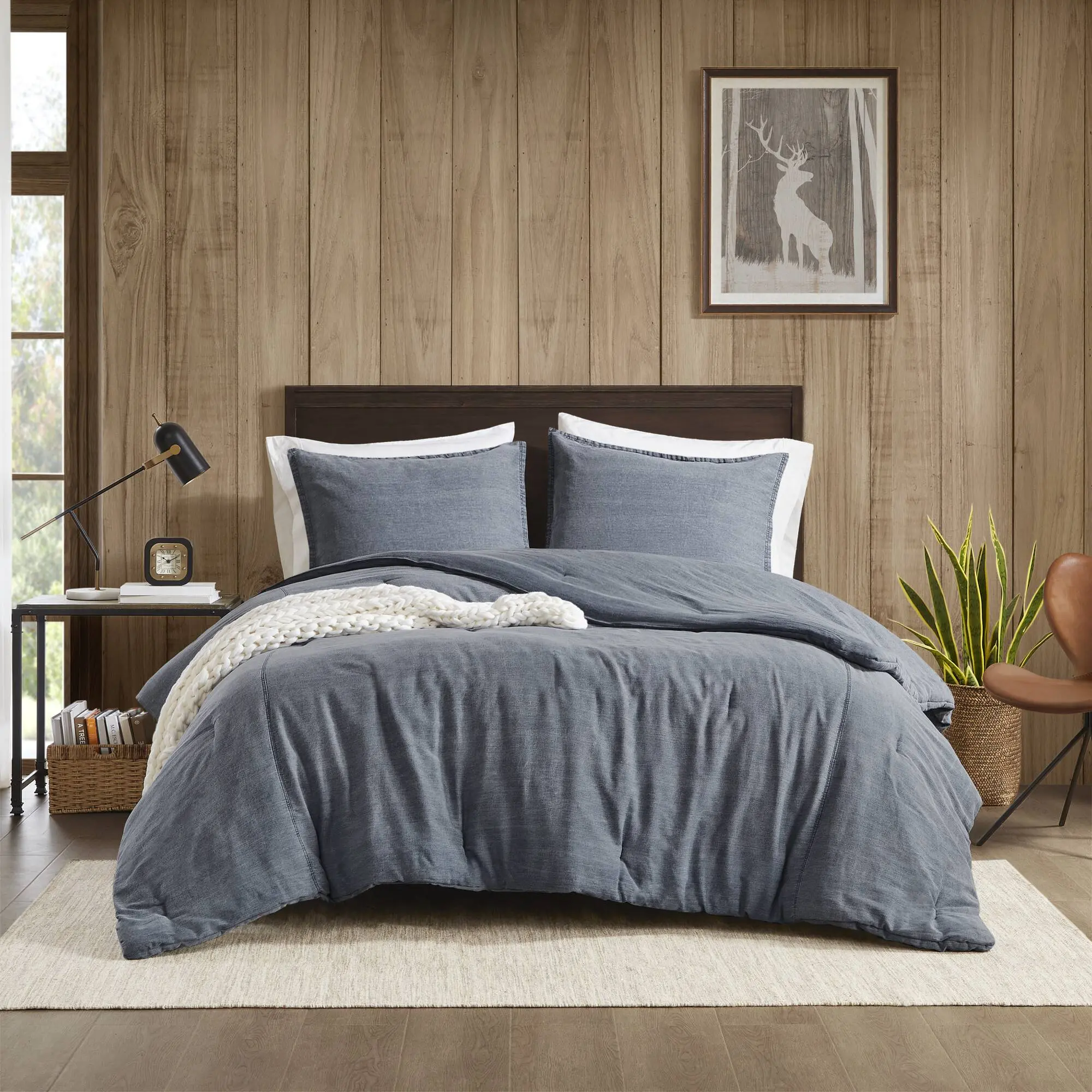 Woolrich 3-Piece Comforter Set, Cotton Stone Washed All Season Bedding, Down Alternative Overfilled OEKO-TEX Certified, Breathable Duvet Set, Soft Bed Set