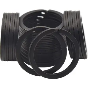 20 Pack Key Ring Keychain 1 Inch 25mm Diameter Metal Flat Split Key Chains Rings for Home Car Dog Tag Office Lanyards Keys Attachment Black