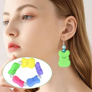 Easter Rabbit Silicone  Set – Macaron Color Kids Hand Chain, Party Favors, Cute Rabbit Pendant Wristband for Girls Boys woman hip hop autumn rapper quote peace  decor dainty Gold Plated Hypoallergenic Bracelet