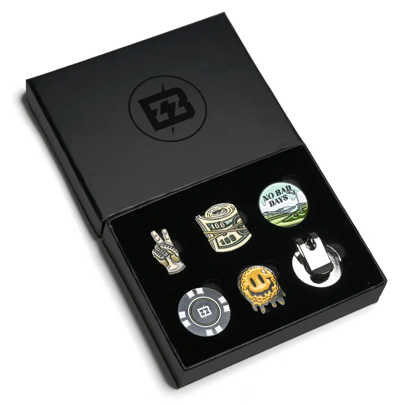 Brimz Supply Golf Ball Marker Set - 5 High-Quality Magnetic Golf Ball Markers with Hat Clip for Convenient Access on the Course