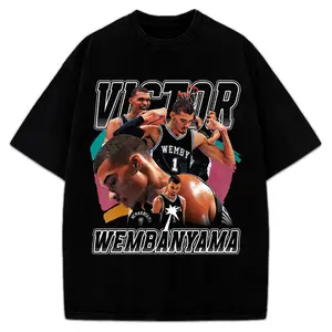 Victor Wemby 90's Vintage Style Retro Custom Graphic Design T-Shirt Crewneck Cotton Menswear Top