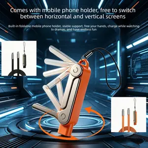 240W Fast Charging Phone Stand Adapter, Hands-Free Charging While Gaming/Streaming, No Blocking, Horizontal/Vertical Switchable, Foldable & Portable, High-Speed Data Transfer, Universal Type-C, Multi-Function 2-in-1 Charger & Holder