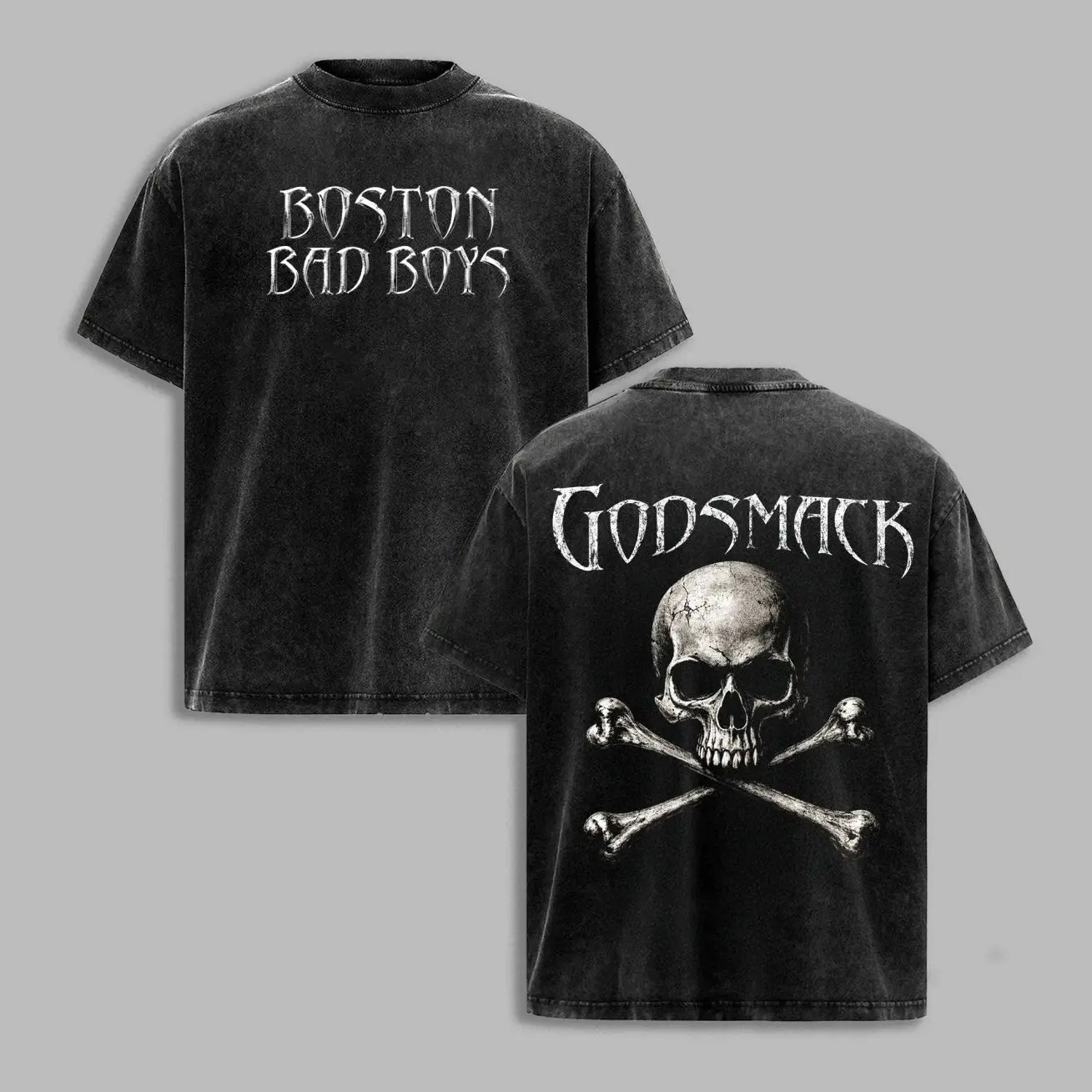 Godsmack Boston Bad Boys Vintage Washed T-Shirt, Skull Crossbones Graphic Tee, Heavy Metal Band Shirt, Hard Rock Concert Tee, Unisex Music Fan Gift, Godsmack, BostonBadBoys, HeavyMetal, HardRock, MetalMusic, RockBand 89Z
