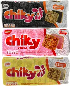 Chiky Vainilla Fresa Chocolate 16.9 oz 12 Paquetes Packs Galletas Sabor Vainilla Fresa y Chocolate Galletas