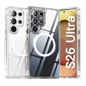 Suitable for Galaxy S26 S25 S24 S23 S22 S21 Ultra S26 Plus S26 5G HD Clear Anti-Yellowing Magnetic Case, Cover, Casing, Wireless Charging Ultra Thin Slim Solid Color Non-Yellowing Protective Case Transparent Case