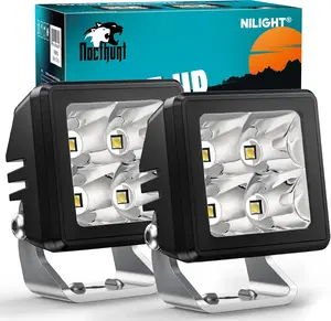 Nilight Motorcycle Led Pods 2PCS 2 Inch 20W Spot Beam Square Mini Driving Work Lights Built-in EMC Offroad Lights Side Light Ditch Lights for Tractor Truck Motorbike Boat ATV truck light offroad lights High Lumen Headlight
