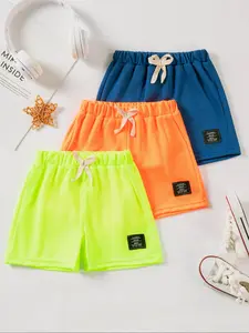 Toddler Boy's Solid Color Drawstring Waist Shorts, Casual Comfy Breathable Shorts for Summer, Kids Bottoms for Daily Wear, Drawstrings Shorts