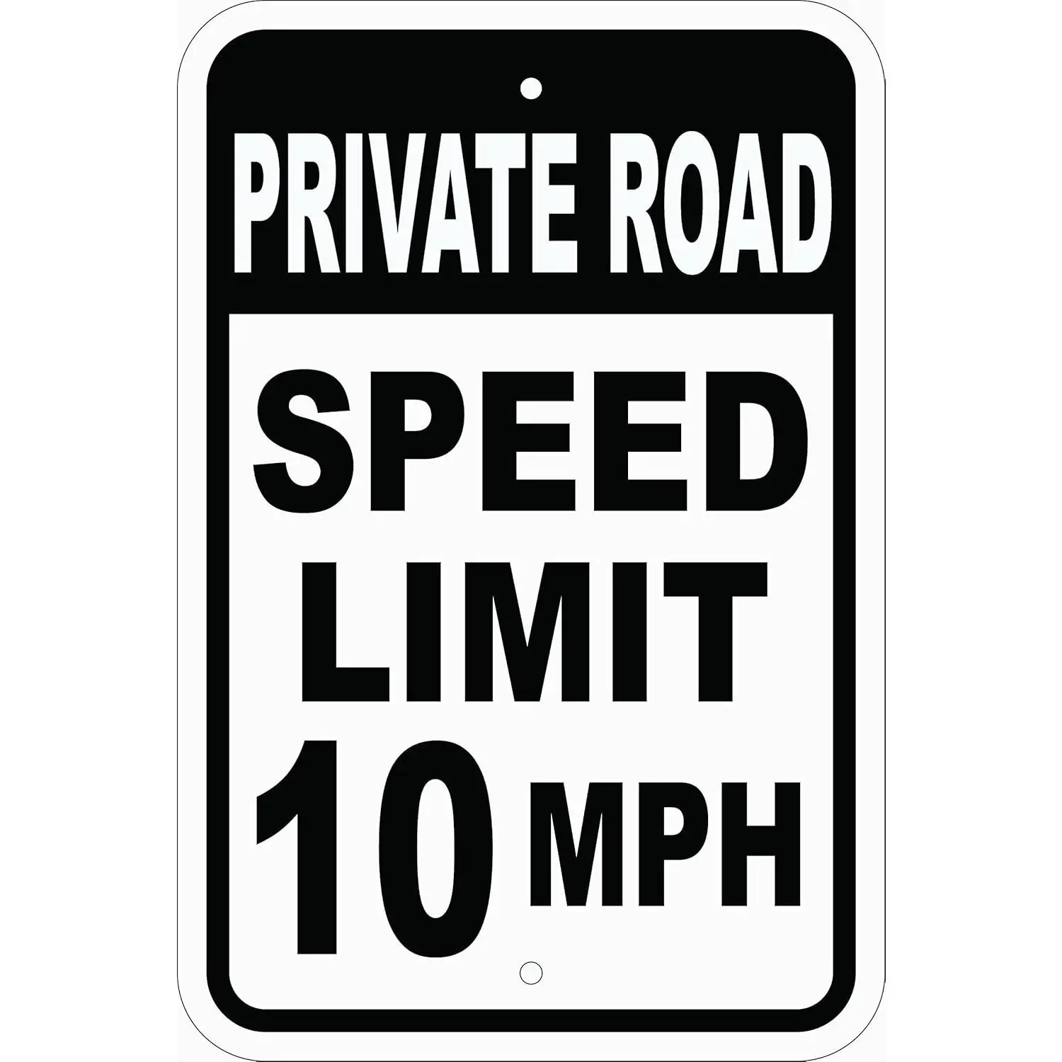 FS1000 Outdoor Private Road Speed Limit 10MPH Sign - 12"x16" White/Black Print, Heavy-Duty Aluminium & Industrial-Strength Vinyl, Made in USA, Signs, Outdoors