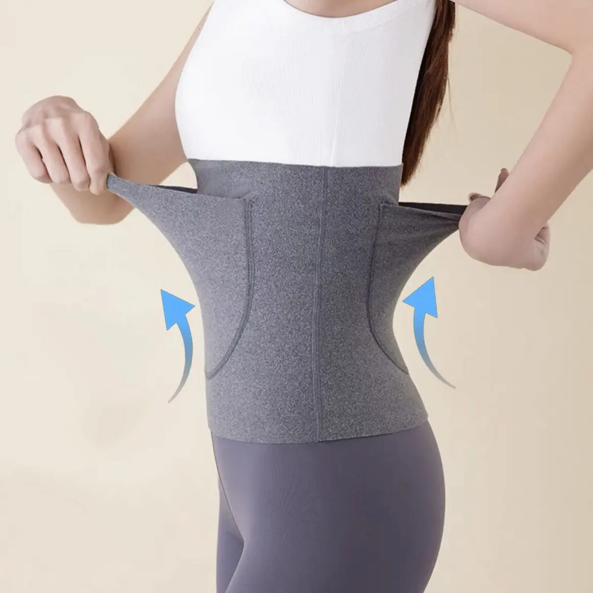 Women's Warm Waist Belt with Double Pockets, Thermal Lining, Heated Belly Wrap for Stomach Protection,Maternity Postpartum Support Belt