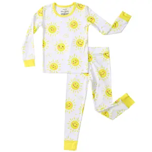 Bamboo Pajama Sets for Toddler Kids Boys Girls Temp-Sensing Long-Sleeve Prints Kids 2pcs Pjs Snug Fit Sleepwear Clothing 24M-5Y Sets