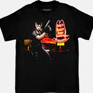 Resident Evil Leon Kennedy Arby's Crossover T-shirt, Gamer Graphic Tee, Video Game Shirt, Game Tee, Unique Gamer Apparel, Gift for Gamer