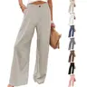 UANEO Women's Cotton Linen Wide Leg Pants Casual Button Up High Waisted Trousers Loose Comfy Summer Fall Womenswear Bohemian Bottoms Minimalist Vacation SummerVibes Back to School Outfits