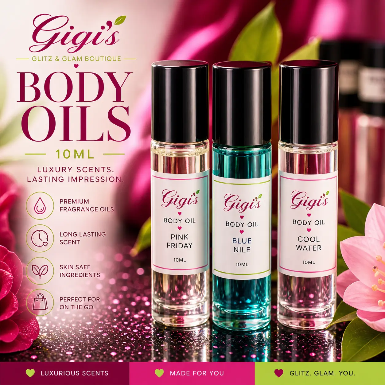 Gigi's Fragrance Perfume Oils - 100% Pure & Natural Fresh Fragrance for Women & Men