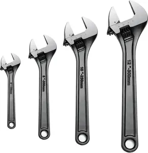 4PCS Adjustable CR-V Wrench Set – 6", 8", 10" & 12" Chrome Vanadium Steel Wrenches for Repair & DIY