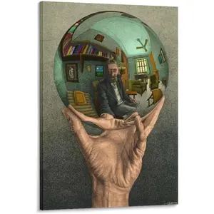 M.C.Escher Poster Self-portrait in Spherical Mirror (1) Wall Art Poster Bedroom Prints Home Decor Hanging Picture Canvas Painting Posters 12x18inch(30x45cm): Posters & Prints