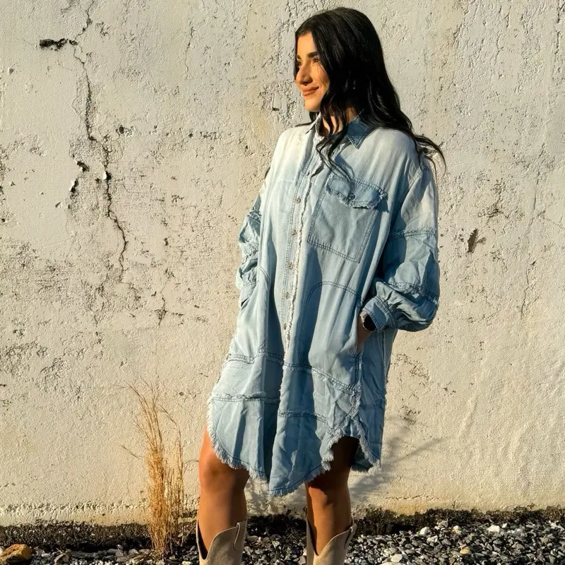 oversized denim dress womens oversized denim dress Mylie Denim Maxi Dress