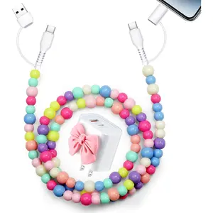 4 in 1 USB C  Beaded Multi for  17 Charger Cord 2 in 1 USB A USB C Charger Block 25W Cute Type C   Blocks with Case for  16 15 Pro Max 3.3FT USB Adapter Girl