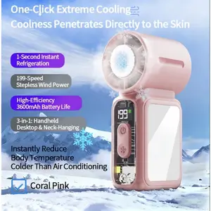 High Speed Mini AC, Portable Cooling Air, Long Battery Life, with LED Digital Display, Lightweight, Portable, Low Noise, Wearable Design, Suitable for Outdoor Camping And Travel