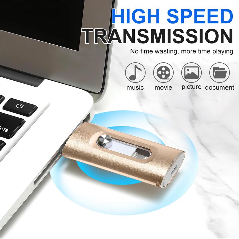 256GB Flash Drive for iPhone & iPad , 3-in-1 USB-C Photo Stick External Storage Thumb Drive for Android & PC, Easy Backup Photos Videos, Portable Memory Stick, Back to School Gift