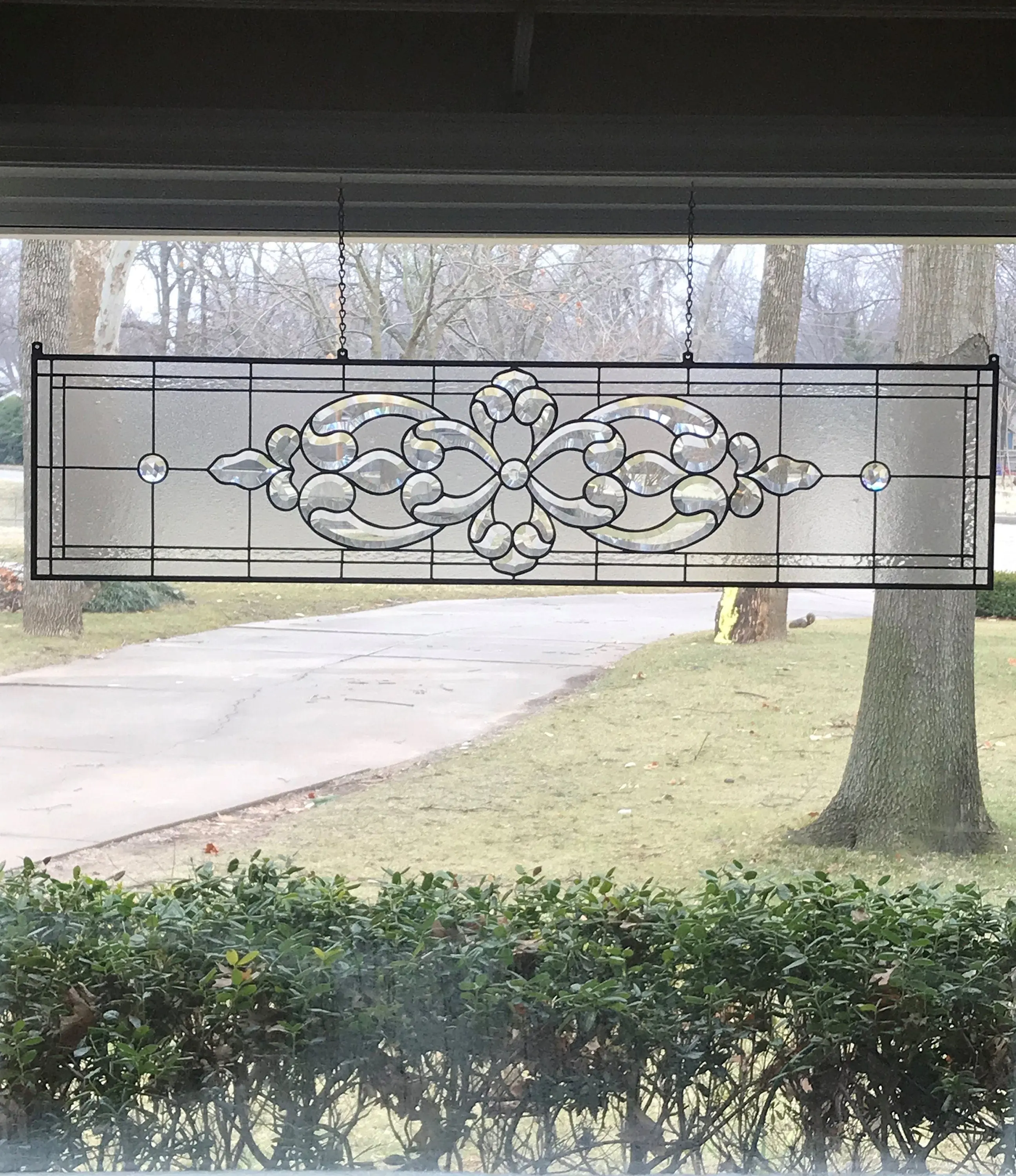 Stained Glass Transom Window - TW-137 Mesmerizing Bevel