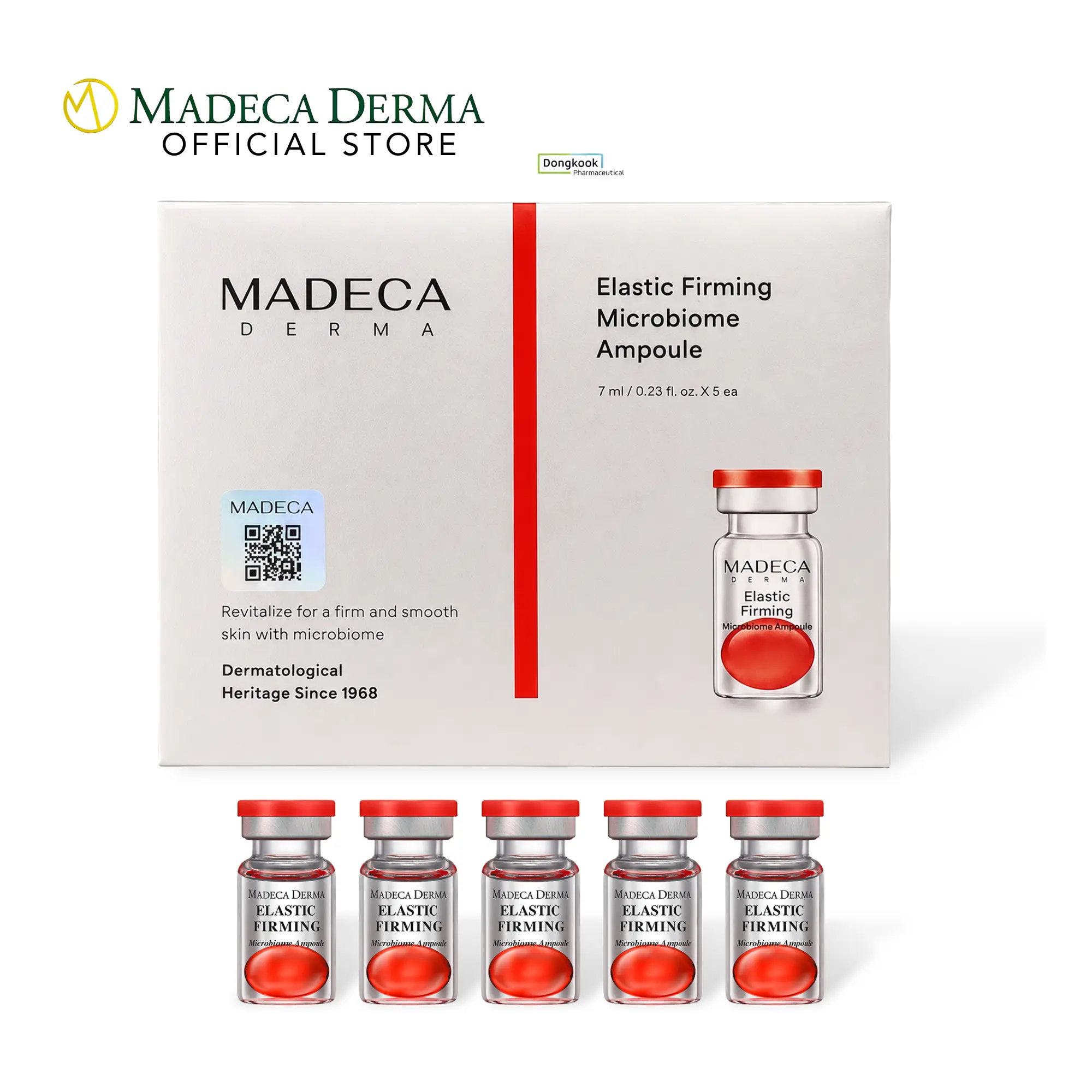 [Madeca Derma] 5 pcs of Elastic Firming Microbiome Ampoules, Postbiotics, Korean pharmaceutical skincare, Anti-aging, wrinkle treatment, age defying serum, skin barrier care, collagen peptides