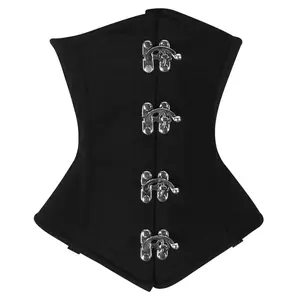 Handmade Black Cotton  Underbust corset/Steel Boned Waist Training Corset Comfort Shapewear