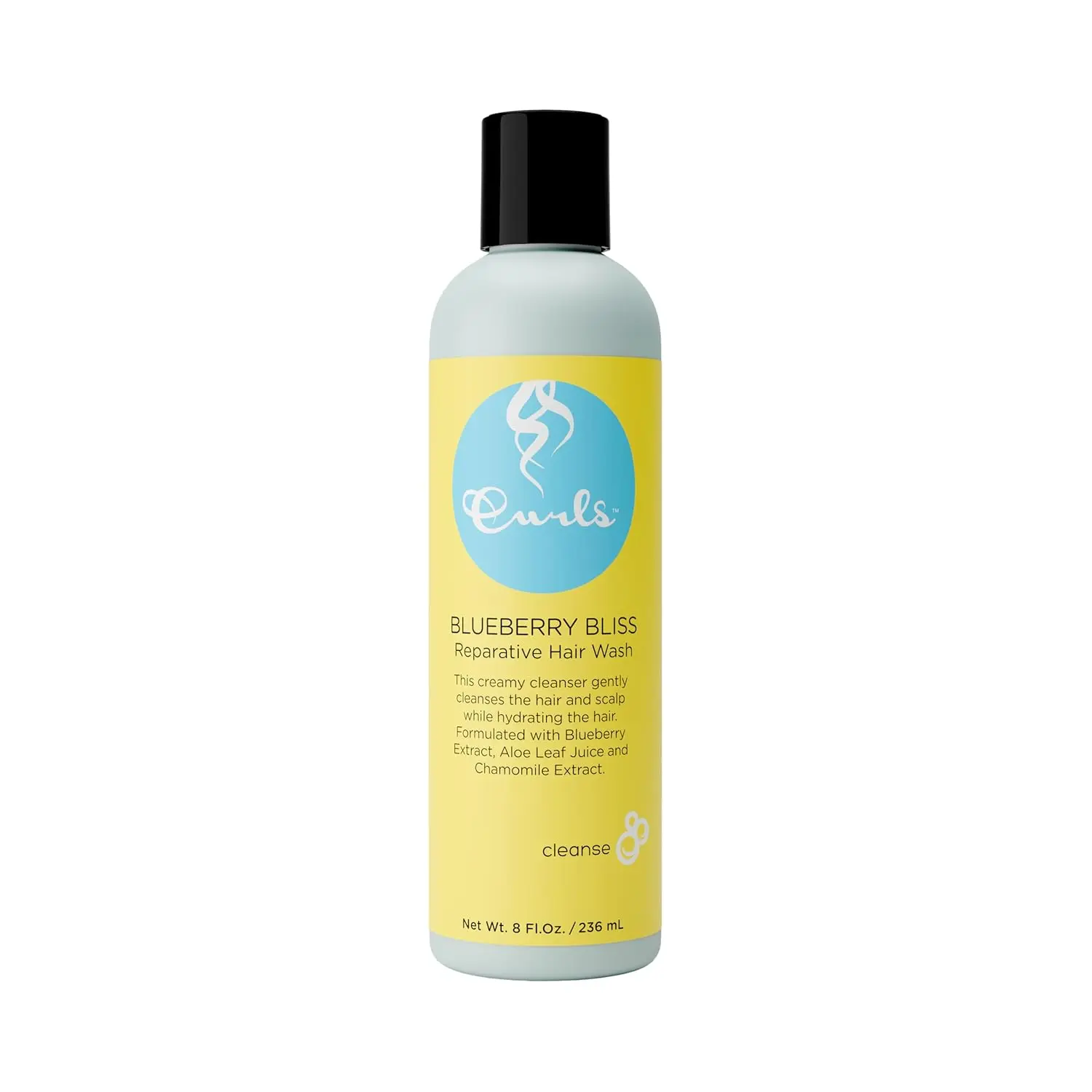 Curls Blueberry Bliss Organic Reparative Hair Wash Shampoo - 8 oz Sulfate-Free Plant-Based Cruelty-Free Organic Blend Cream Gel Haircare Cleanser for Curly Hair (Wavy, Coily Types), Hydrating, Balanced Scalp Support for Adults, Chamomile