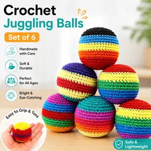 Hand-Made Knitted Hacky Sacks (3/6 PCS, Random Colors), 2026 Upgraded Multicolored Geometric Crochet Footbags for Adults, Stress Relief & Juggling Balls for Beginners, Ready-to-Use