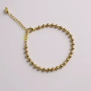 Didiray 14K Gold Plated Beaded Bracelet - Durable Metal Plating, Adjustable Fit, Elegant Everyday Wear Jewelry