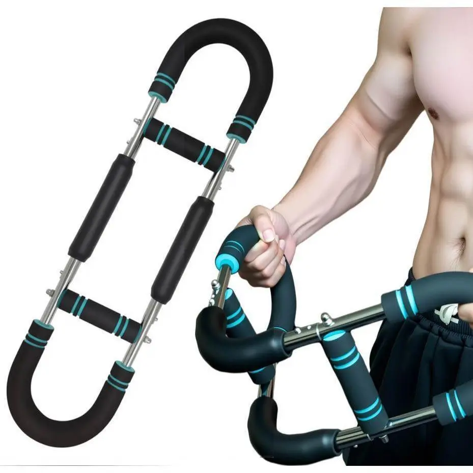 Power Twister Bar - Adjustable Spring Arm Exerciser for Upper Body Workout, Arm Exercises, Travel, Outdoor Use, 60-100 lbs Portable Home Gym Strength Training Equipment