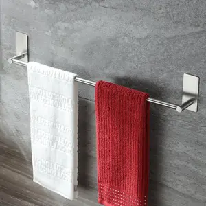 Towel Bar - 24 Inch Self Adhesive Towel Holder, Hand Towel Rack Stick on Wall, SUS 304 Stainless Steel Bathroom Hardware Accessory