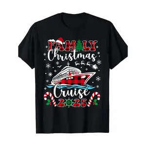 Family Christmas Cruise 2025 Matching Holiday T-Shirts - Black Cruise Ship Graphic Tee with Red, - Unisex Adult Cruise Vacation Shirts for Family Reunions, Christmas Parties - Ideal Christmas Gift for Cruise Enthusiasts,  Funny Freak Cat Meme T-Shirt