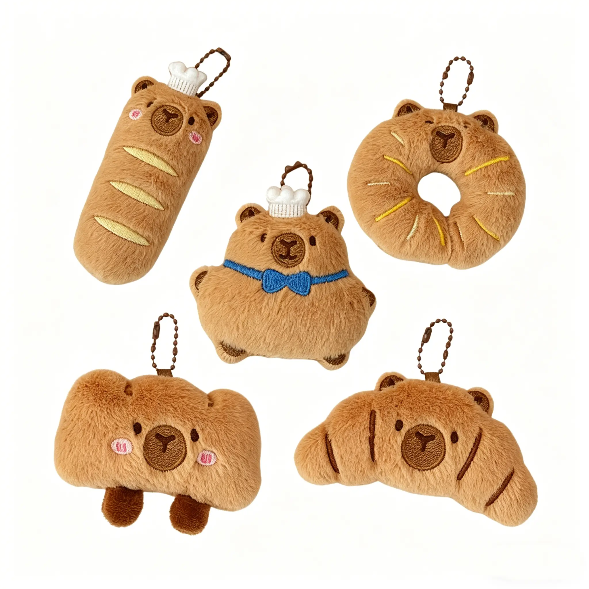 Cute Bread Capybara Plush Keychain - Soft Fuzzy Bag Charm, Kawaii Accessories for Purse, Women & Men’s Gift Key Holders