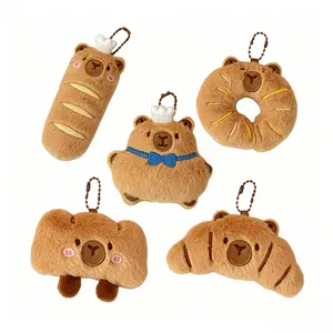 Cute Bread Capybara Plush Keychain, Soft Fuzzy Bag Charm for Women & Men, Cartoon Bread Keychain Gift
