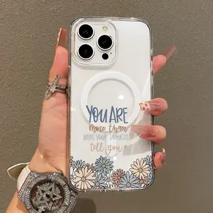 Soft Girl Magnetic Case for iPhone11/12/13/14/15/16/17/promax, Floral Inspirational Quote Lightweight, Drop-Proof, MagSafe Compatible | Perfect for Teen Girls