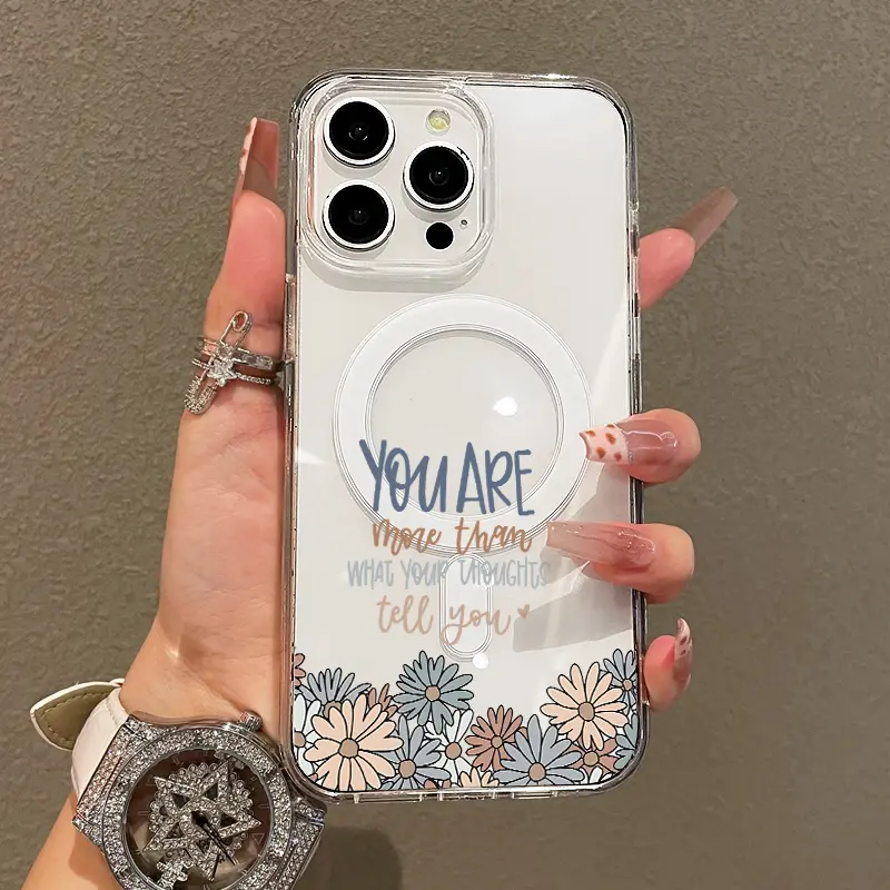 Soft Girl Magnetic Case for iPhone11/12/13/14/15/16/17/promax, Floral Inspirational Quote Lightweight, Drop-Proof, MagSafe Compatible | Perfect for Teen Girls