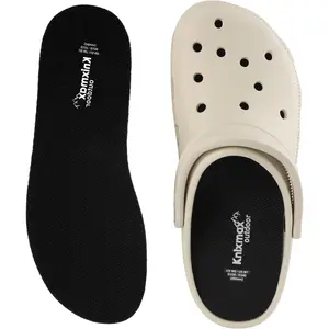 Women's Ultra-Thin Comfort Insoles for Clogs Crocs Nurse Chef Water Shoes Waterproof Breathable Replacement Barefoot Liners 2 Pairs Black Size 5 or EU38 for Bedroom