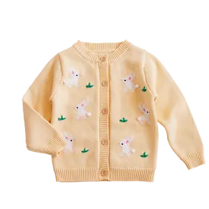Toddler Girls' Sweater Long Sleeve Open Front Button Down Knit Cardigan Kids Clothes 1-6 Years
