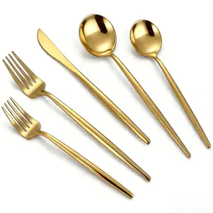 Gold Silverware Set, 20-Piece Stainless Steel Satin Finish Flatware Set Service for 4, Kitchen Utensil Set, Tableware Cutlery Set for Home and Restaurant