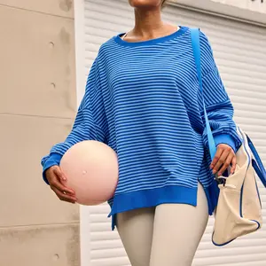 Imily Bela Women’s Oversized Waffle Knit Sweatshirt Casual Long Sleeve Crewneck Tunic Top Loose Fit Split Hem Pullover Cozy Fall Outfit Trendy Slouchy Sweater for Daily Wear Lounge Travel Womenswear Hoodie Hoodie Hoodie